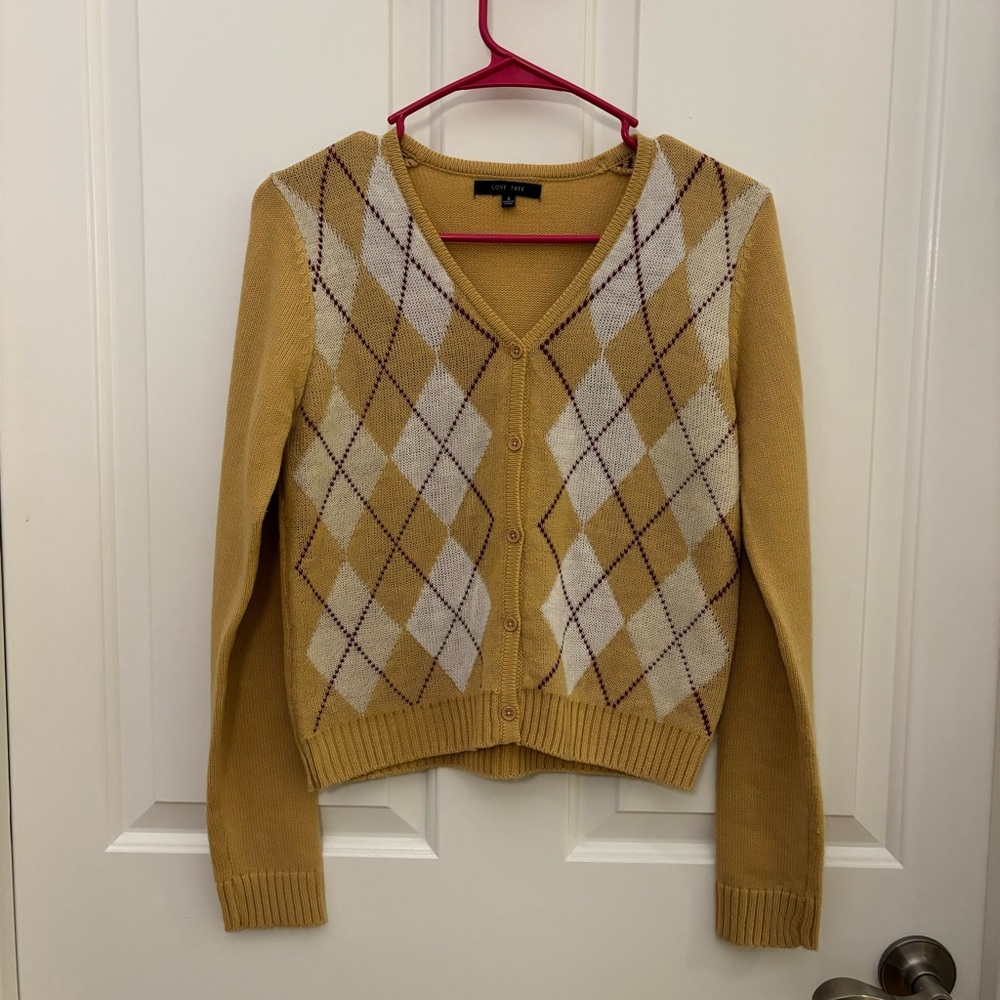 Geometric Pattern Vintage V-Neck Sweater